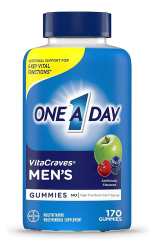 One A Day Vitacraves Men´s Hombre Vitaminas 170 Gomitas Sabor Frutas