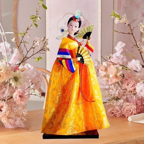 Boneca Hanbok Coreana Gueixa Quimono Estatueta, Estilo 2