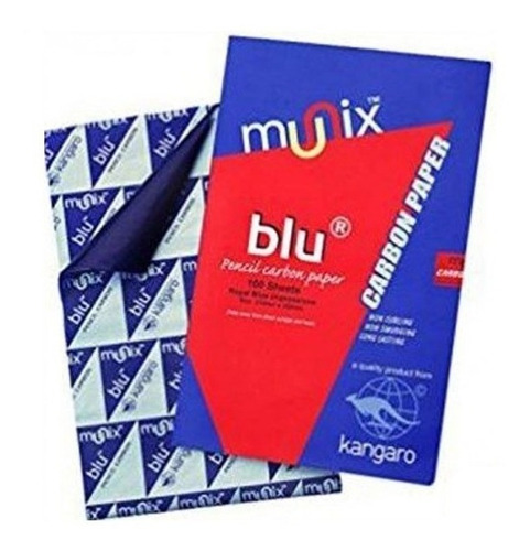 Pack Papel Carbonico Munix Blu 1200 Azul X 100 Unidades