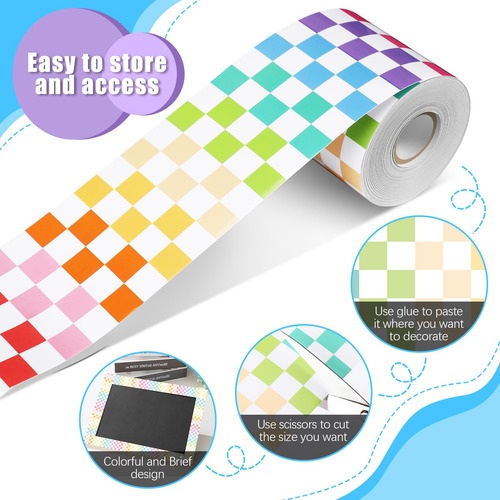 Bulletin Board Border Zonon Checkerboard 20m Pastel Color