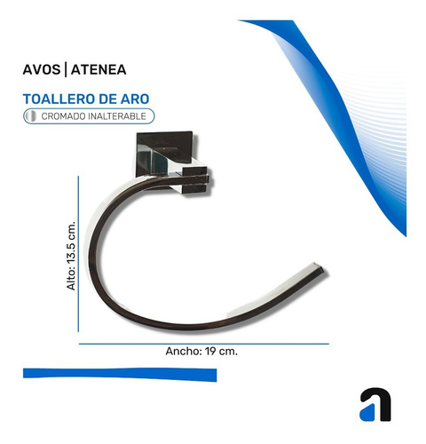 Imagen 2 de 10 de Toallero Aro 100% Metal Cromado / Avos Atenea Sale
