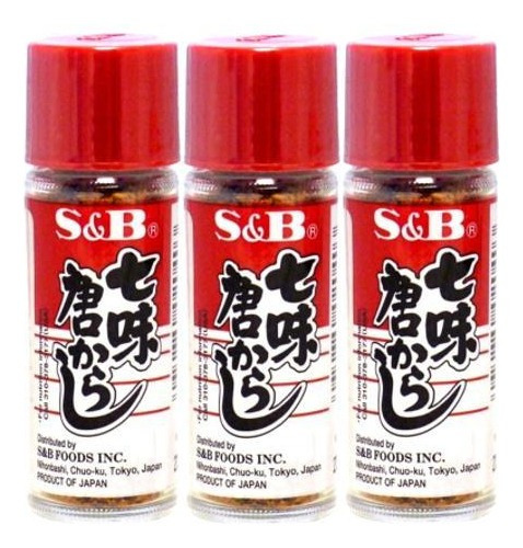 3 Pimenta Vermelha Em Pó Shichimi Togarashi S&b - 15 Gramas