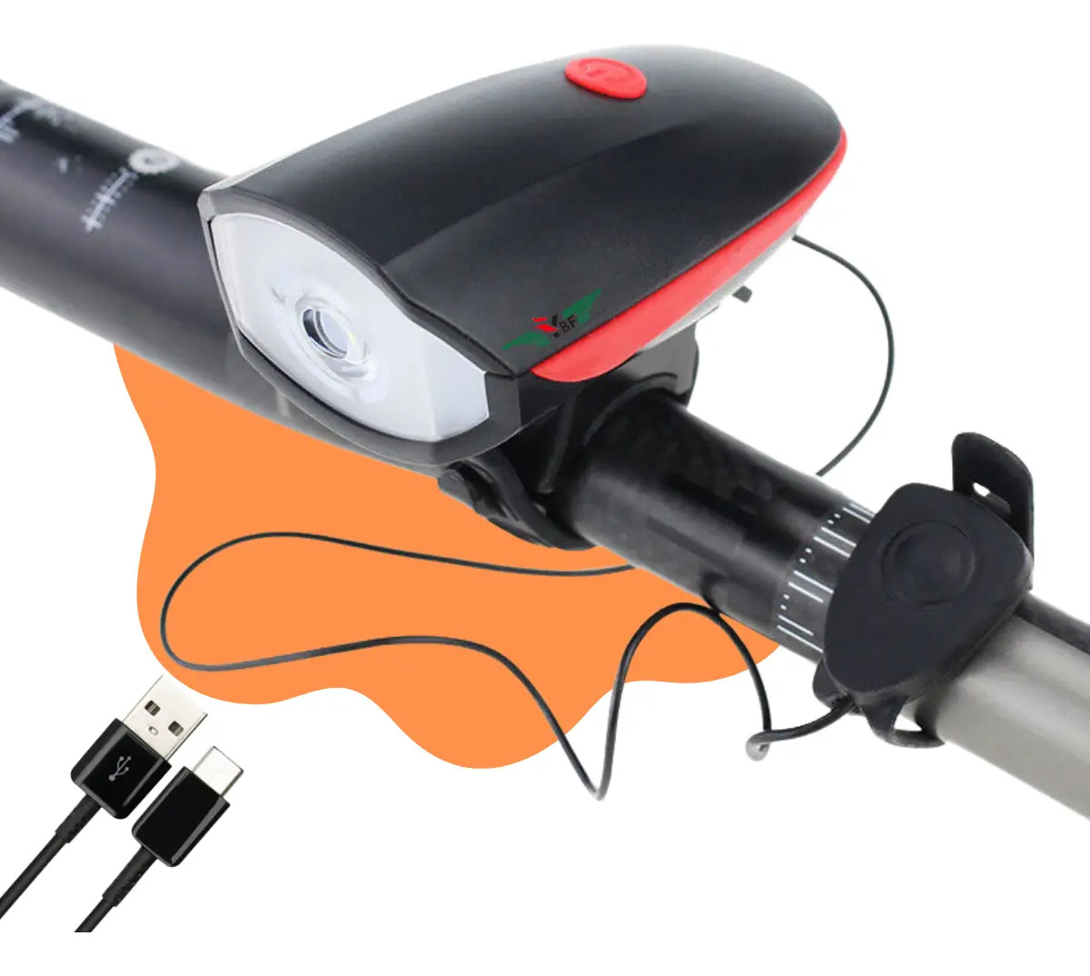 Farol Buzina Recarregável - Luz Led Branca Potente Para Bike Cor Vermelho YBF