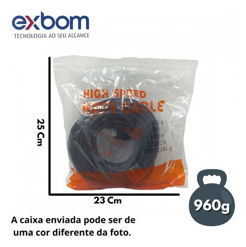 Cabo Compativel Hdmi 20m - Excelente Qualidade De Sinal