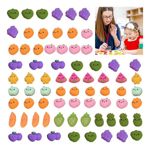 72 Pcs Mini Fruta Recuerdo Squeeze Toy Kit Fidget Antiestrés