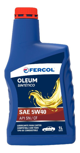 Aceite Fercol Oleum Sintetico 5w-40 Multigrado 1lt