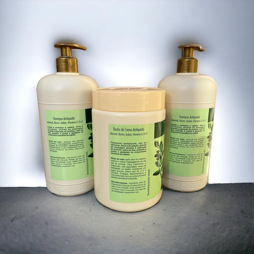 Kit 2 Shampoo 1 Banho De Creme Antiqueda Jaborandi 1 L B.ext