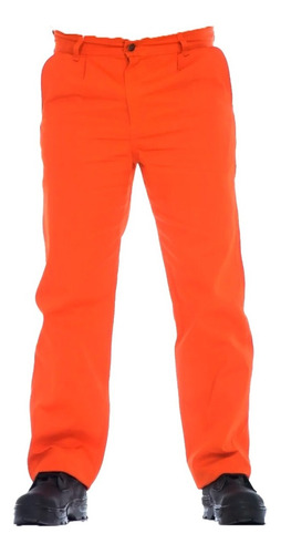 Pantalon Clasico De Trabajo Naranja Vial Gabardina Talle 48