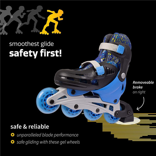 Patines En Línea Ajustables Para Niños, 4 Hojas De Ruedas Pa