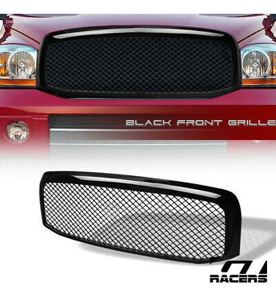 For 2006-2009 Dodge Ram Glossy Black Sport Mesh Front Bu Gt2