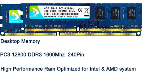 Duomeiqi Kit 8gb ( 2x 4gb ) Ram Ddr3 1600mhz Cl11 Udimm