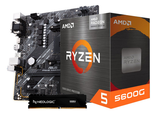 Kit Upgrade Amd Ryzen 5 5600g, Placa Mae A520m-e Prime Asus,