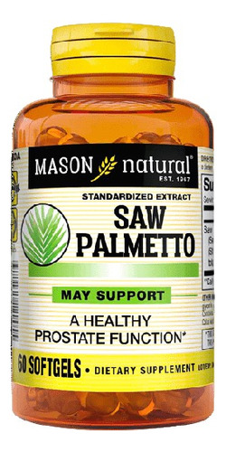 Saw Palmetto 160mg Trata Hiperplasia De Próstata 60capsulas