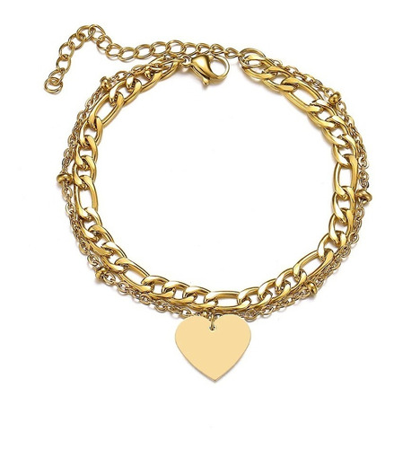 Pulsera Cadena Corazón Amor Amigos Acero Inoxidable Mujer