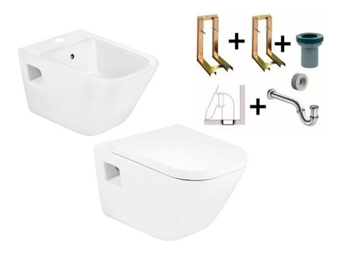 Combo Inodoro Suspendido Gap Bidet Suspendido Roca Kit Eg