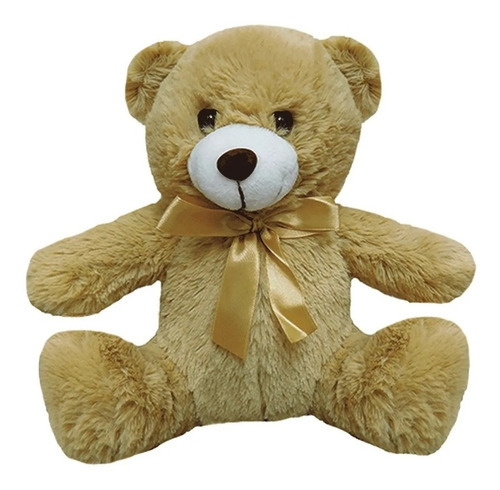 Osito De Peluche Suave Oso Tierno Cafe Con Moño 25 Cm