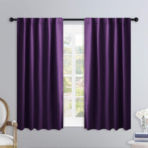 Cortinas Opacas De Cocina Para Ventana Morado   34 X 45...