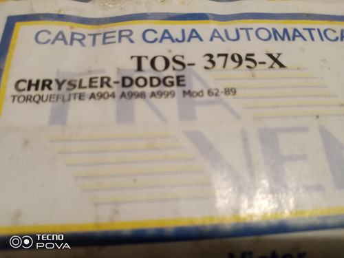 Empacadura Carter Caja Tos-3795-x/ Chrysler Dodge A904- A998