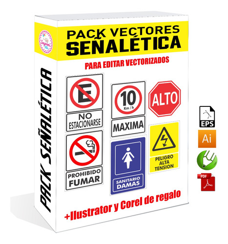 Pack Vectores Señaletica Para Carteleria Editables #v325