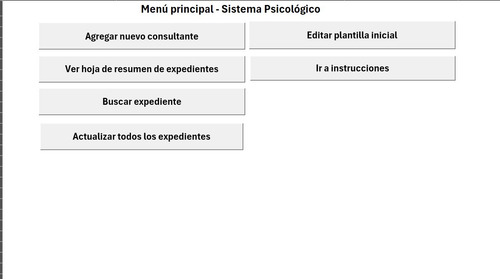 Sistema De Expedientes Psicológicos En Excel Profesional