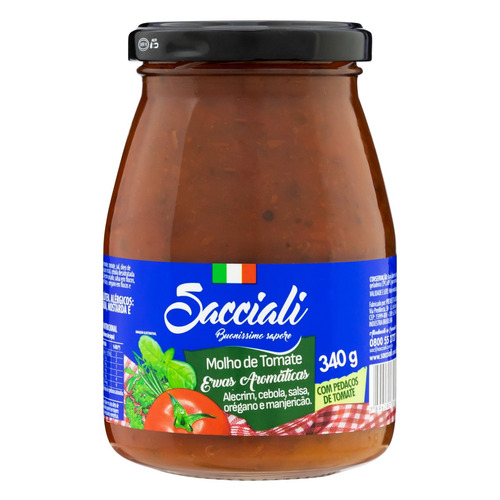 Imagem 1 de 1 de Molho de Tomate Ervas Aromáticas Sacciali sem glúten 340 g