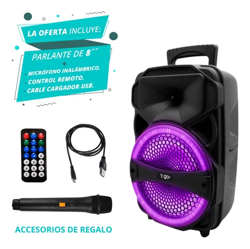 Altavoz Portátil Bluetooth/USB/SD+Micrófono Inalámbrico+LED