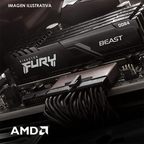 Memoria RAM Fury Beast DDR4 gamer color negro 8GB 1 Kingston KF432C16BB/8