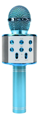 Micrófono De Karaoke Inalámbrico Con Bluetooth Y Bocina Color Azul