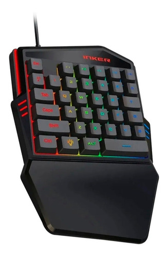 Teclado Gamer Una Mano Iluminado Led Rgb Usb Medio Cuerpo