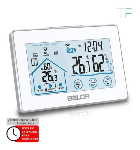 Estación Meteorológica C/reloj Digital 1 Sensor Inalámbr. 