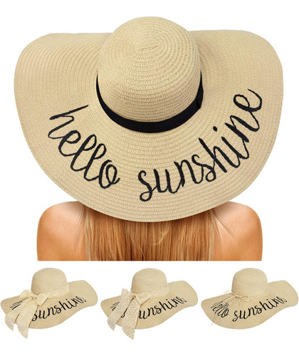 Sombreros De Playa Para Mujer: Sombrero De Paja Plegable Con