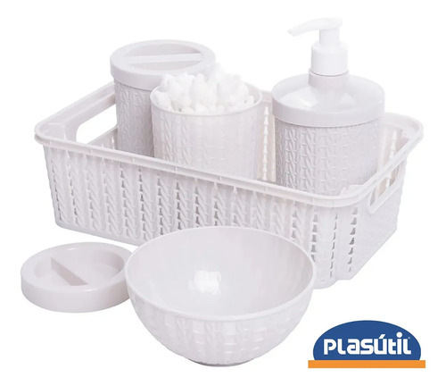 Kit Higiene Trama Branco Bebê 5 Peças Plasútil
