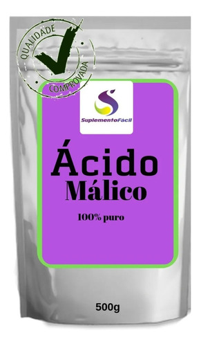 Ácido Málico Puro 500g Ácido Málico Puro Dl Food Grade F.c.c