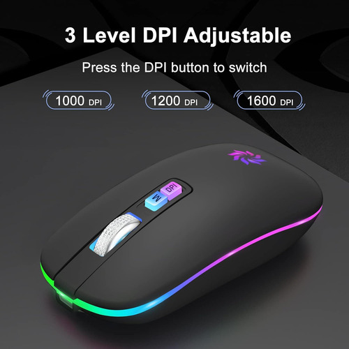 Kbcase Led Mouse Inalámbrico Mouse Silencioso Bluetooth 2.4g