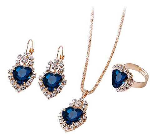 Conjunto De Collar Y Pendientes En Forma De Corazón En Forma