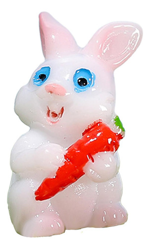 6 Figura De Pascua En Miniatura, Adornos Conejo Y Zanahoria