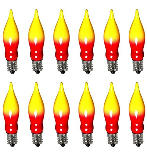Bombillas Navideñas Llama Roja/amarilla, Paquete De 12 Unida