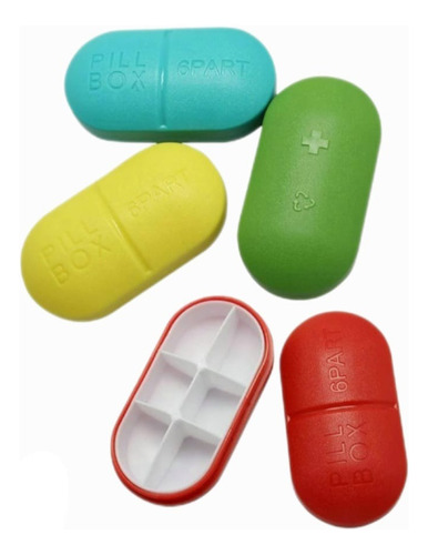 4 Pastilleros Pildora Remedio Capsula 6 Divisiones Pill Box