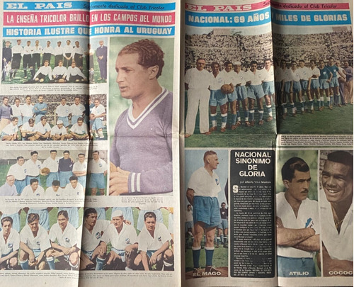 Club Nacional 69 Años 1968 Doble Hoja El País Fútbol Ez4b2