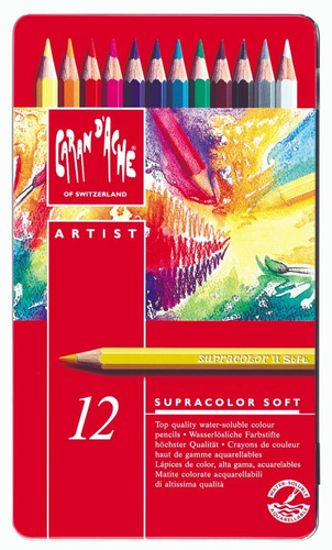 Lapices Carandache Supracolor Soft X 12 Acuarelables Lata