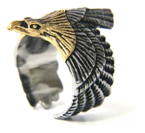 Anillo Aguila Real Dorada Acero Inoxidable 