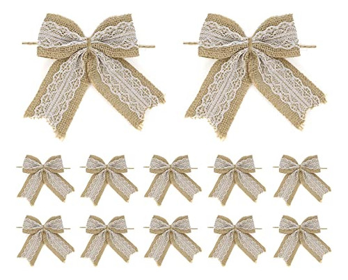 Natural Burlap Lace Bows 4 Inch Rustic Burlap Bows For ...