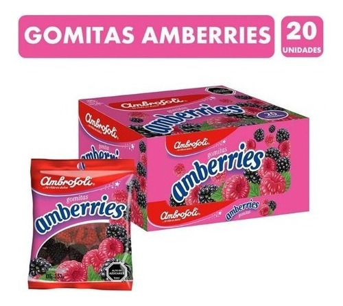 Gomitas Amberries Frambuesa Y Mora Caja De  20 Unidades