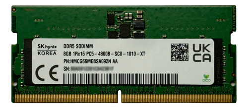 Memoria Ram Sk Hynix 8gb 1rx16 Pc5-4800b Ddr5 Sodim Laptop