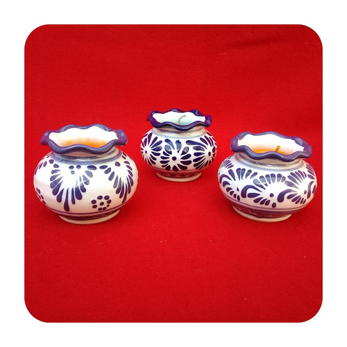 Imagen 5 de 5 de Set 25 Velas Talavera Poblana Macetita 6 Cm Fiesta Bodas Vls