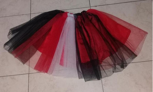 Pollera Tutu Rojo Negro Blanco De Tul 40 Cms 