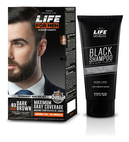 Life For Men Tinte Kit Castaño Oscuro + Black Shampoo
