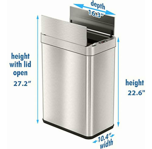 Itouchless Cubo De Basura Con Sensor Abierto De 13 Galones