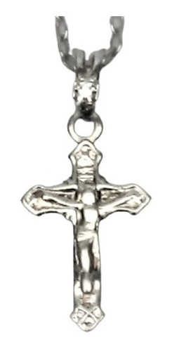 Crucifijo Cristo En Cruz, Con Brillo. Enchapado Y Cadena
