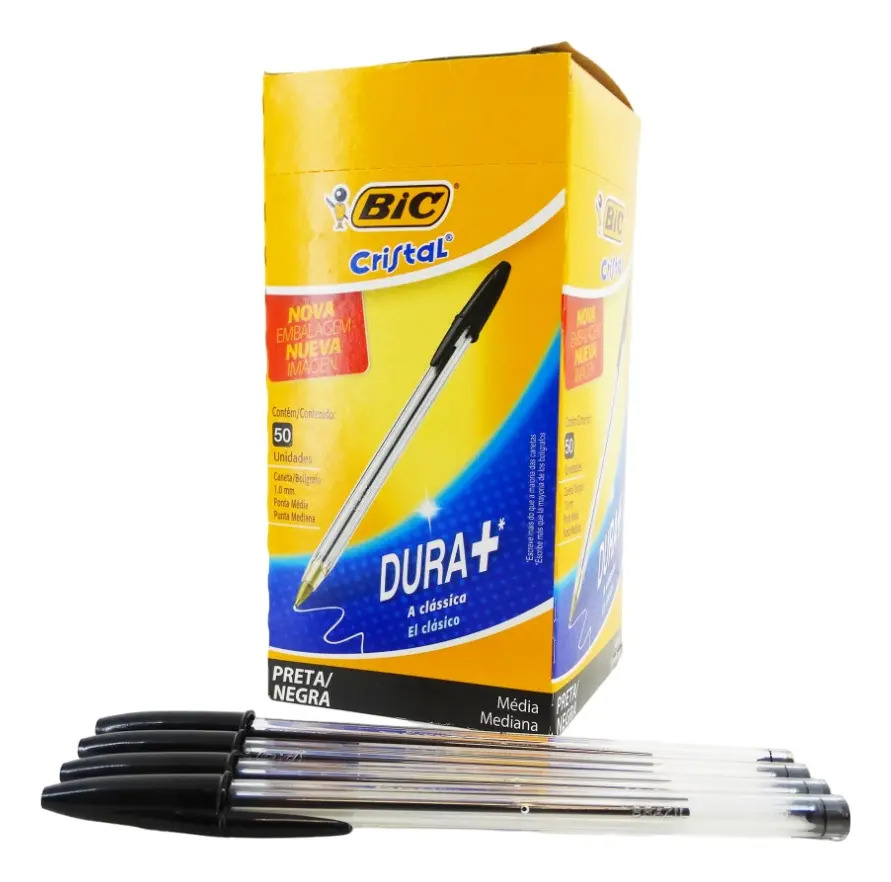 Caneta Esferográfica Bic Cristal Preta - Caixa 50 Und
